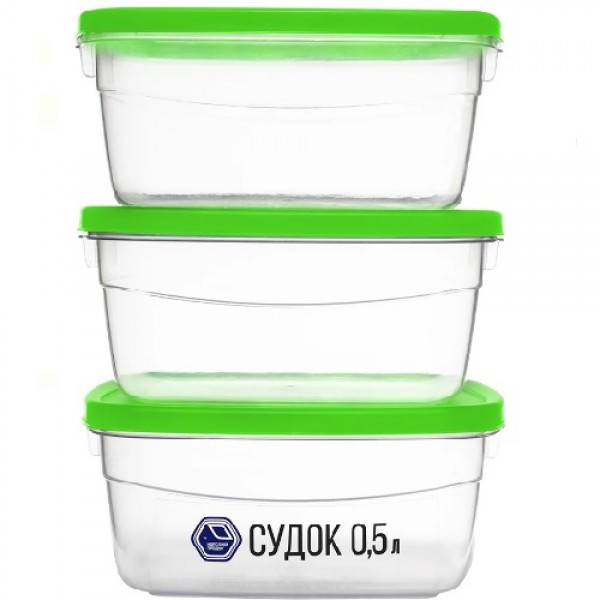 Контейнер пищевой Stenson NP-92-з 500 мл 3 шт зеленый