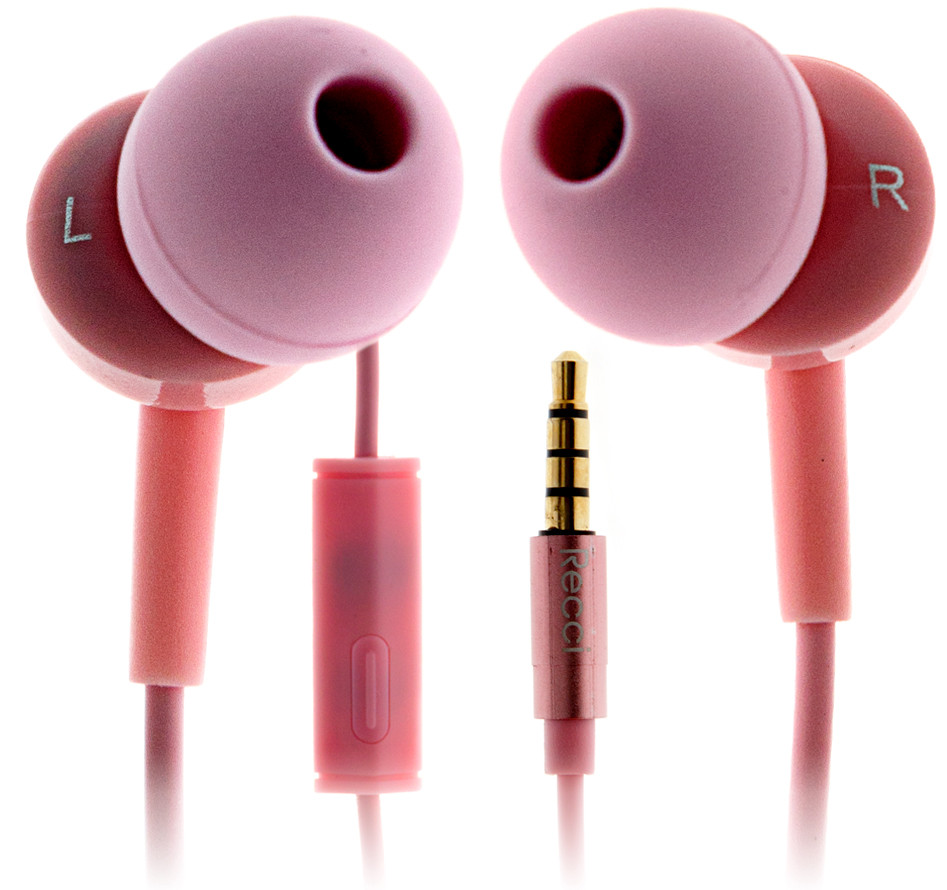 Вакуумные розовые наушники Arioso REW-C01 Recci CC100024