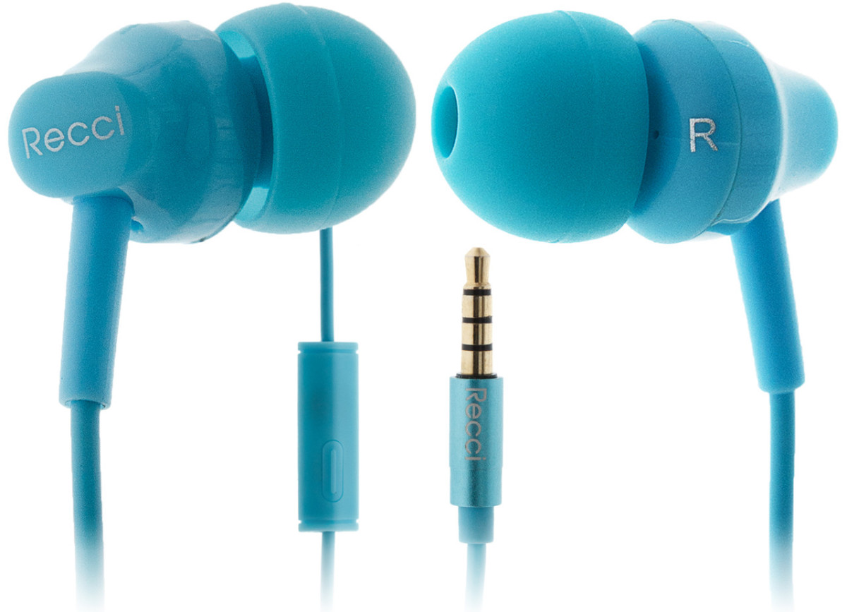 Вакуумные голубые наушники Arioso REW-C01 Recci CC100023 Вакуумные голубые наушники Arioso REW-C01 Recci CC100023