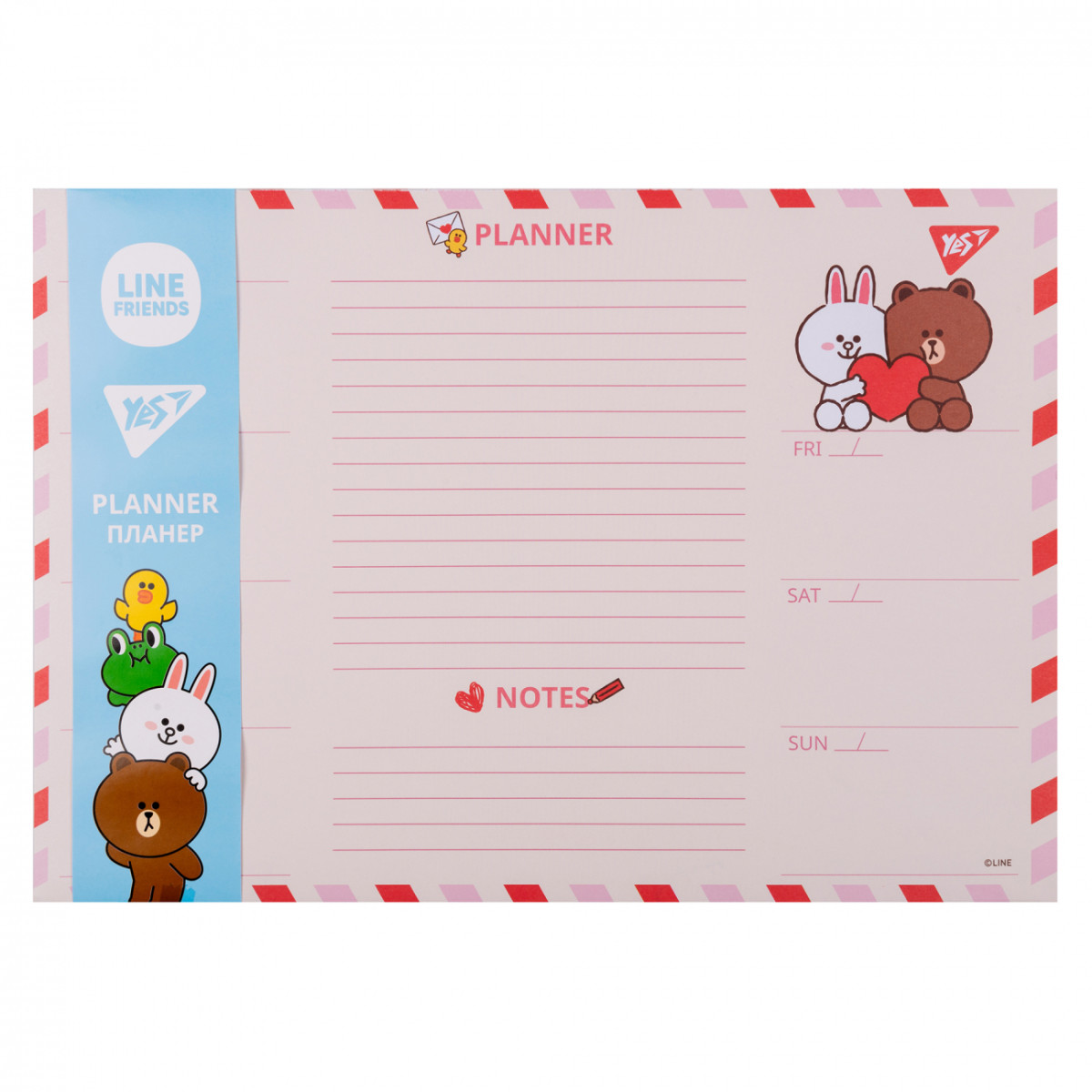 Планинг настольный YES Line Friends 252177 30х21 см 52 листа