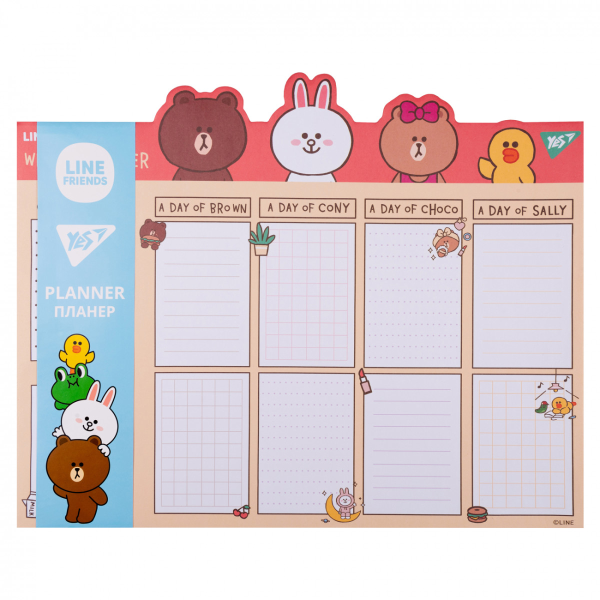 Планинг настольный YES Line Friends 252176 34.5х27 см 52 листа