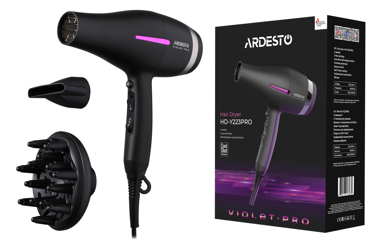 Фен Ardesto HD-Y223PRO 2200 Вт Фен Ardesto HD-Y223PRO 2200 Вт