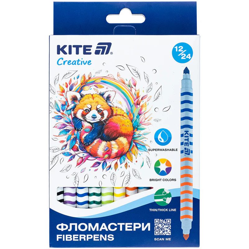 Набор фломастеров-кисточек двусторонних Kite Creative K-1151 24 цвета