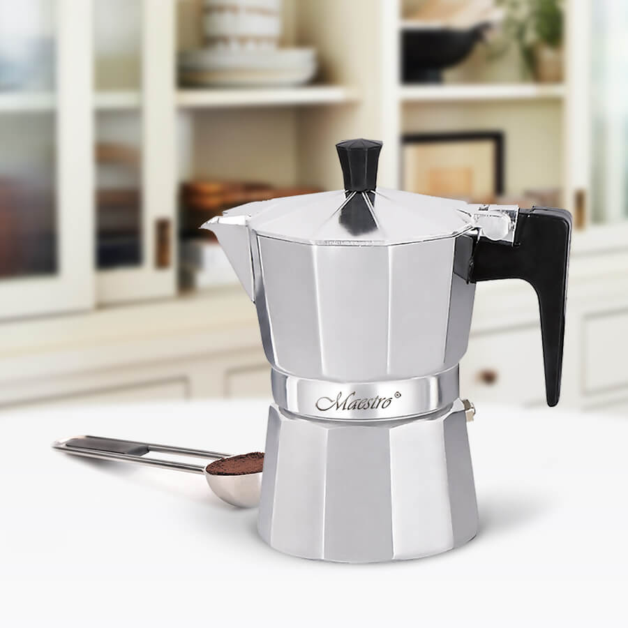 Гейзерная кофеварка Maestro MR-1666-9 450 мл 9 чашек серебристая