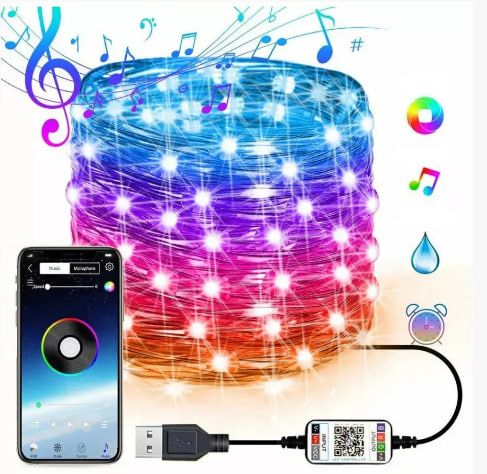 Светодиодная гирлянда USB Smart с приложением RGB 100 LED SK 11423020 10 м мультиколор