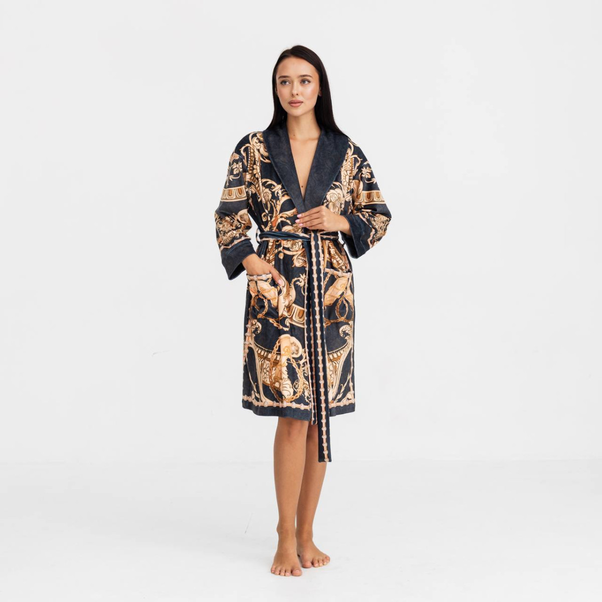 Халат женский из плюшевого велюра эксклюзивный Elegance 18272 2XL-3XL