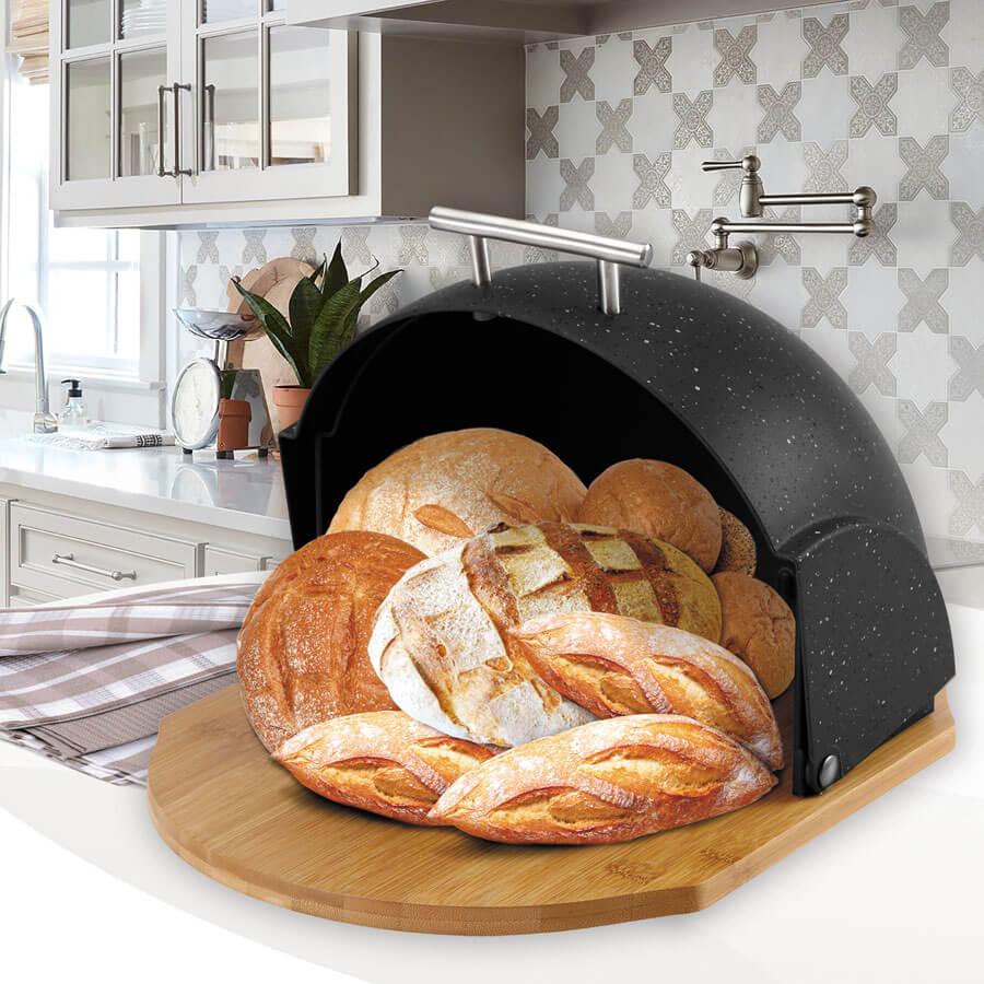 Хлебница Maestro MR-1678G-BLAСK 21.5х37х39,5 см черная