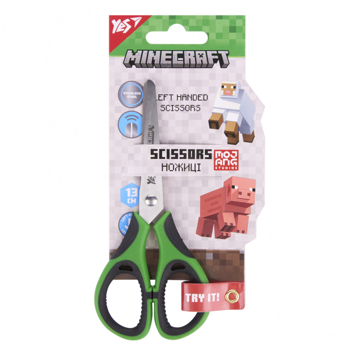 Ножницы канцелярские для левши YES Minecraft 480466 13 см