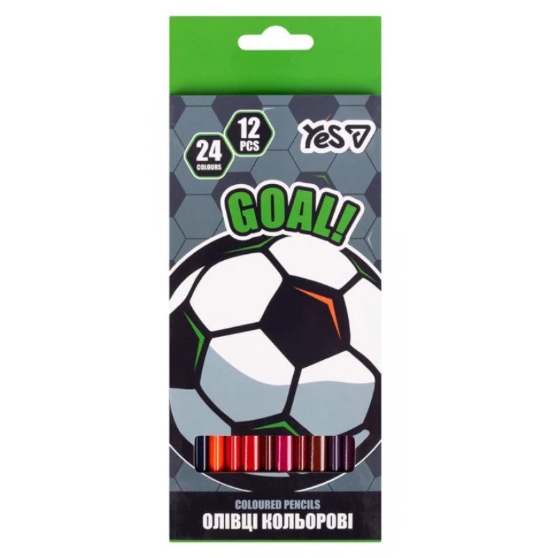 Набор цветных карандашей YES Football 290787 24 цвета 12 шт