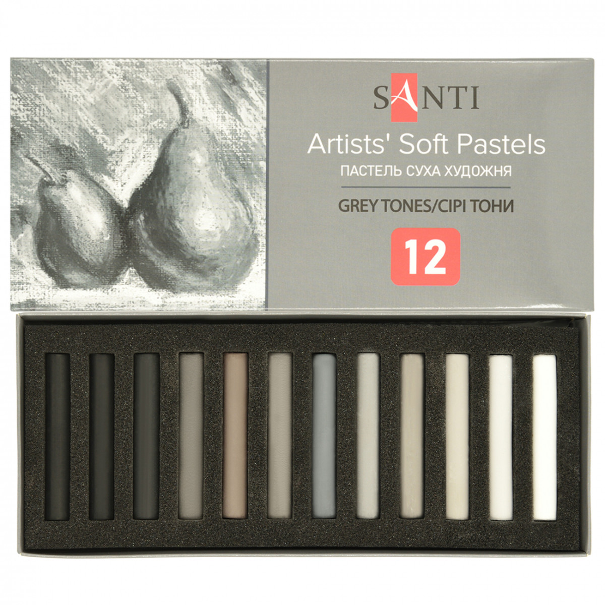 Пастель сухая Santi Grey Tones 353698 12 цветов