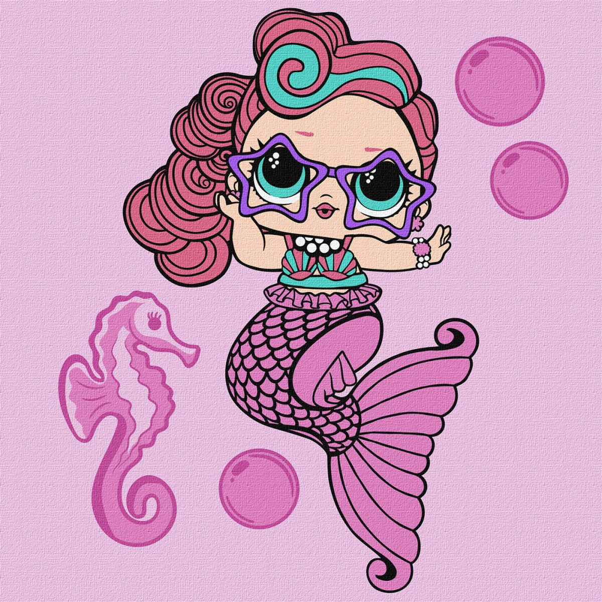 Картина по номерам Идейка L.O.L. Surprise! Mermaids Waves KHO6266 40х40 см