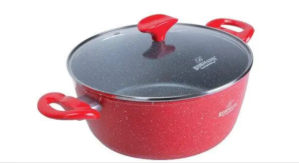 Кастрюля со стеклянной крышкой Bohmann BH-7357-28 red 28 см 4.8 л Кастрюля со стеклянной крышкой Bohmann BH-7357-28 red 28 см 4.8 л