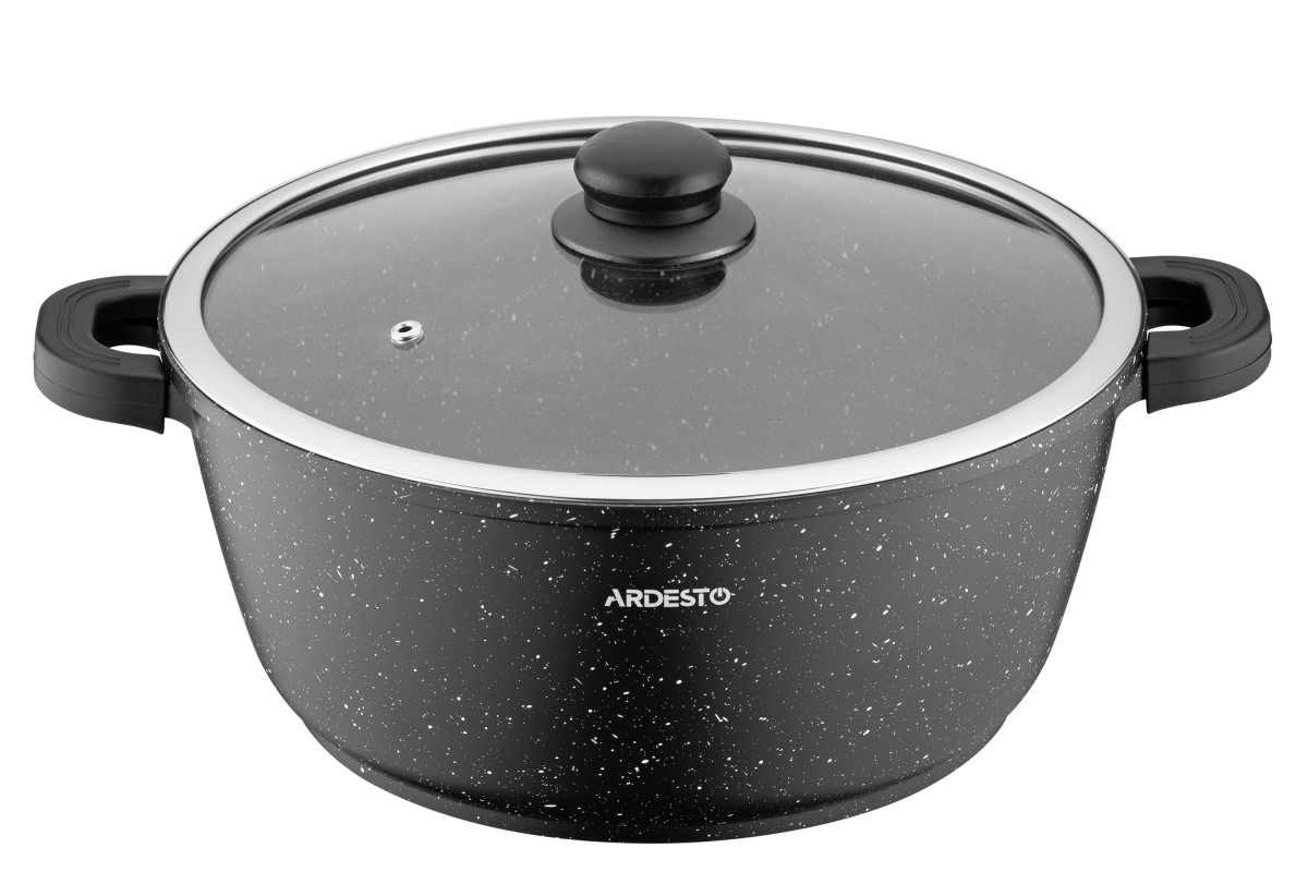 Кастрюля с крышкой Ardesto Anzio AR-2426-GE 28 см 6.4 л черная