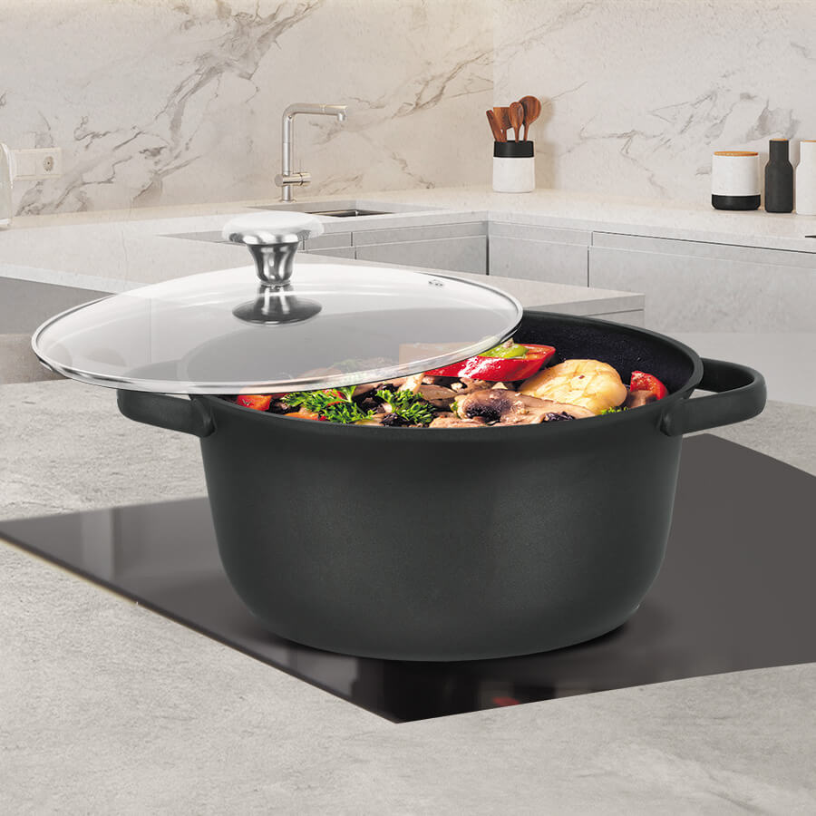 Кастрюля с крышкой Maestro MR-4027-24 24 см 4.6 л черная Кастрюля с крышкой Maestro MR-4027-24 24 см 4.6 л черная