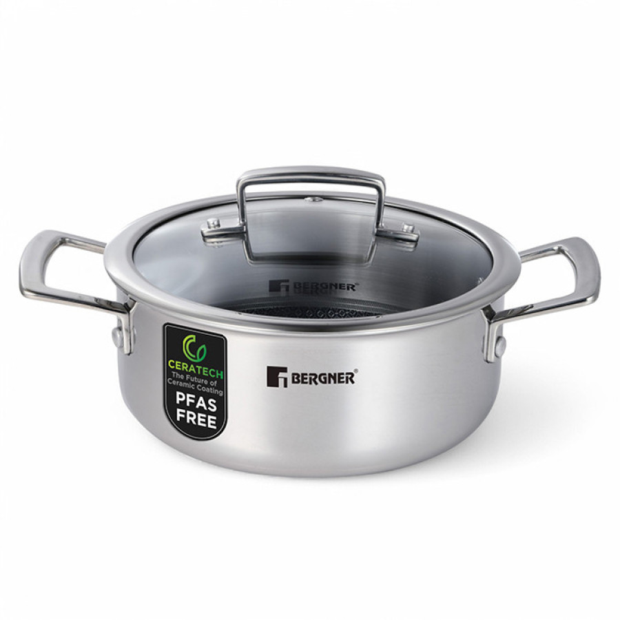 Кастрюля с крышкой Bergner Steelblue BG-33221-BL 20 см серебристая