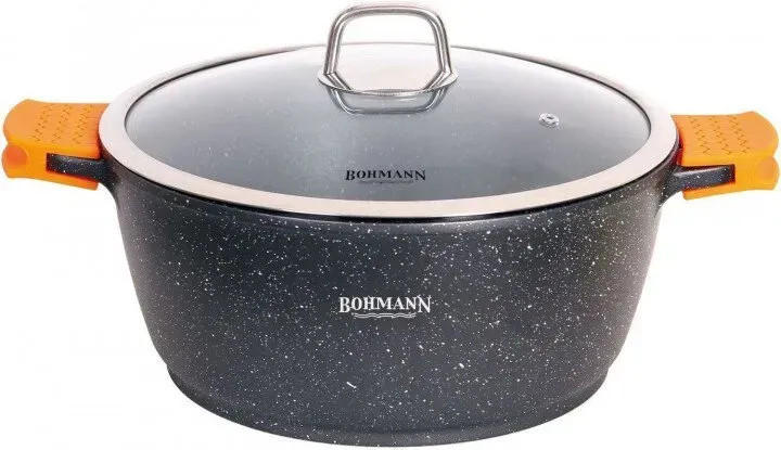 Кастрюля с крышкой Bohmann BH 7350-32 MRB 32 см 8.6 л серая
