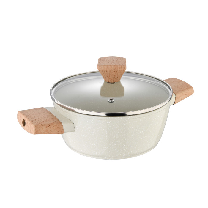 Кастрюля с крышкой Bergner Naturally BG-34745-CR 20 см 2.4 л белая