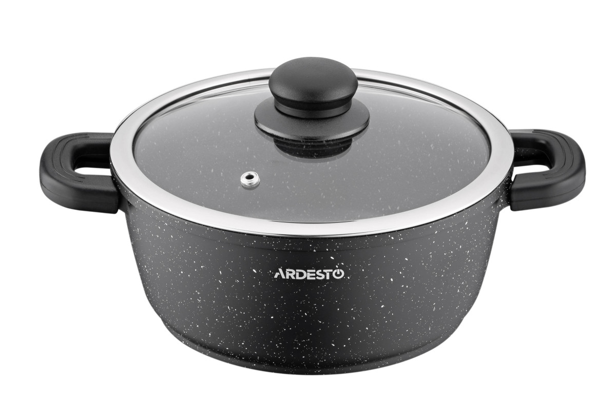 Кастрюля с крышкой Ardesto Anzio AR2420GE 20 см 2.5 л черная