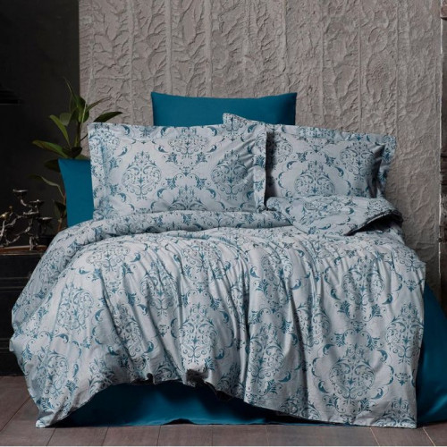 Постельное белье евро Arya Arya Vogue Органик Жаккард Paris AR-A107256-Petrol-green 200x220 см бензиново-зеленый