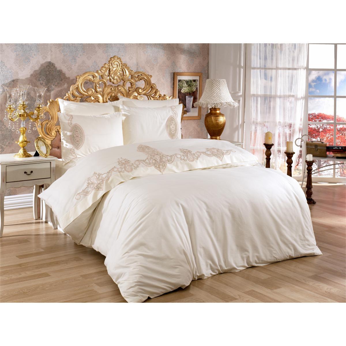 Постельное белье евро Arya Venice Сатин c кружевом AR-TR1006889 200х220 см