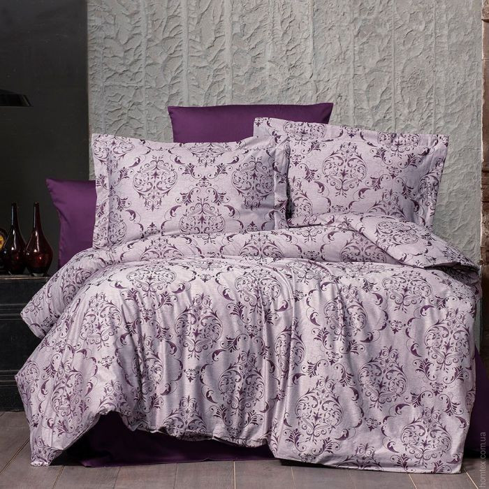 Постельное белье евро Arya Arya Vogue Органик Жаккард Paris AR-A107256-Violet 200x220 см фиолетовое