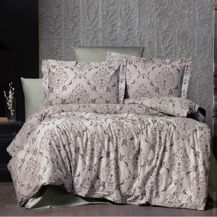 Постельное белье евро Arya Arya Vogue Органик Жаккард Paris AR-A107256-Anthracite-Gray 200x220 см серый антрацит