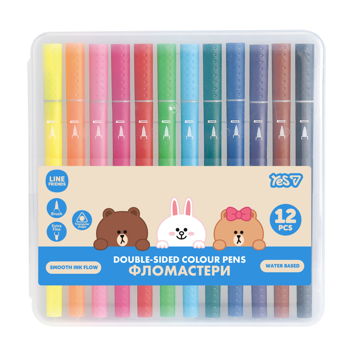 Набор маркеров двухсторонних YES Line Friends 650613 12 цветов