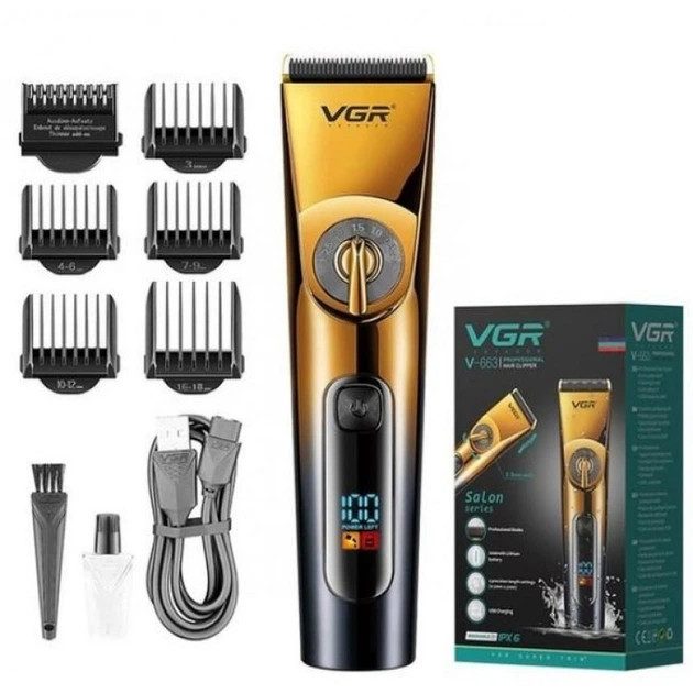 Машинка для стрижки аккумуляторная VGR V-663 10 Вт золотистая