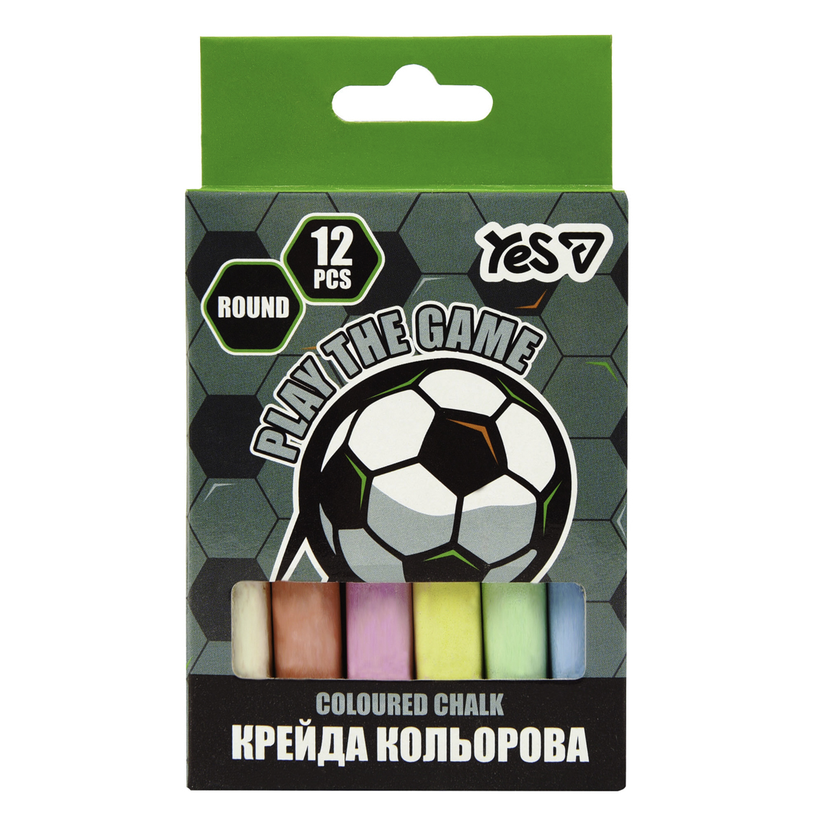 Мел цветной круглый YES Football 400563 12 шт