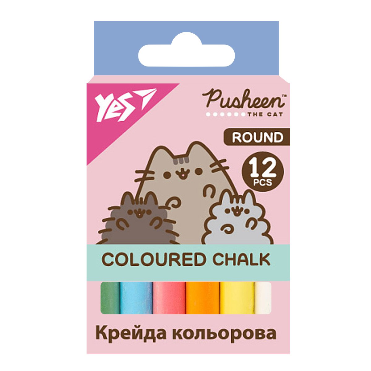 Мел цветной круглый YES Pusheen 400556 12 шт