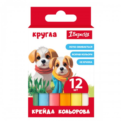 Мел цветной круглая 1Вересня Classic 400545 6 цветов 12 шт