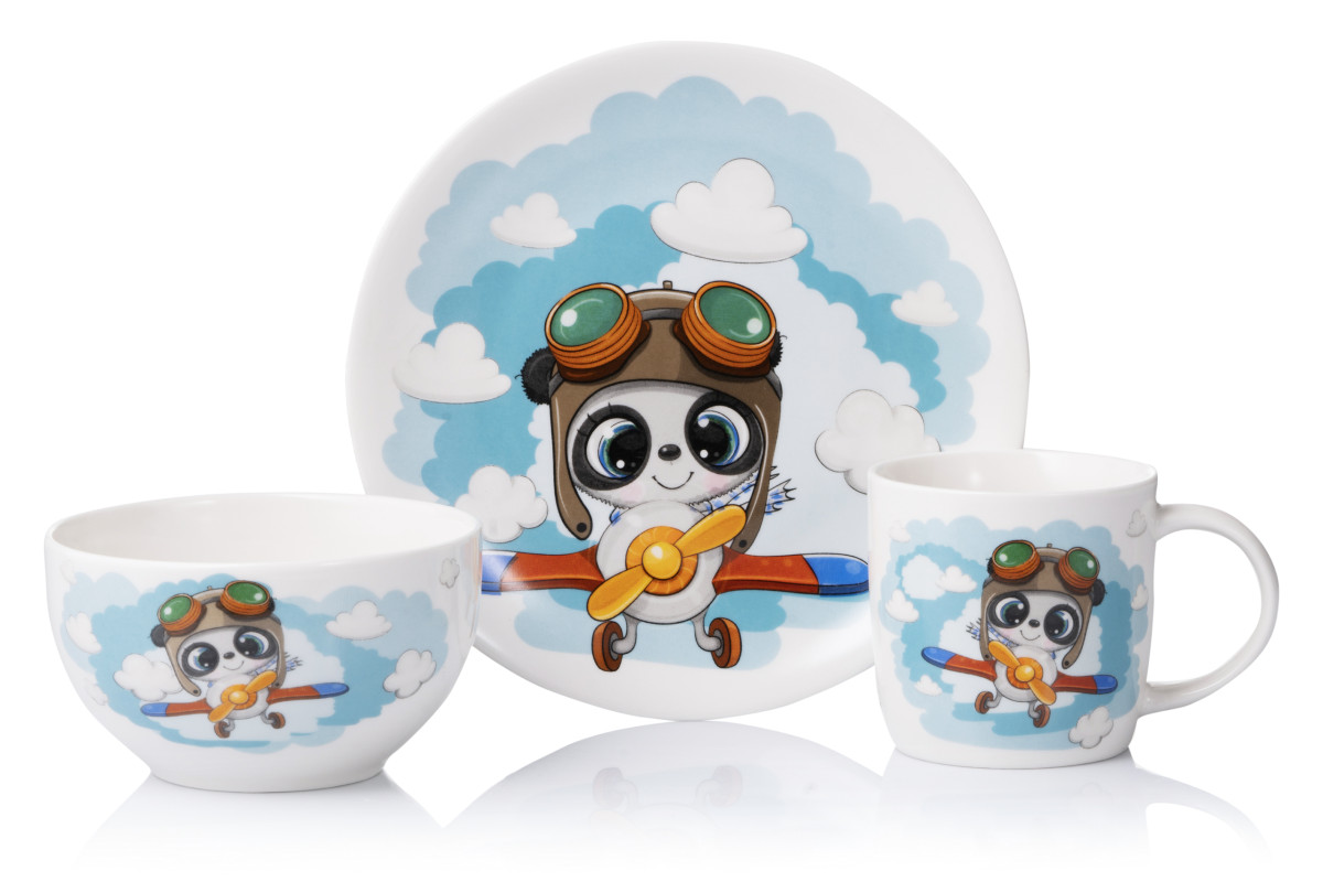 Набор детской посуды Ardesto Panda pilot AR-3451-PS 3 предмета Набор детской посуды Ardesto Panda pilot AR-3451-PS 3 предмета