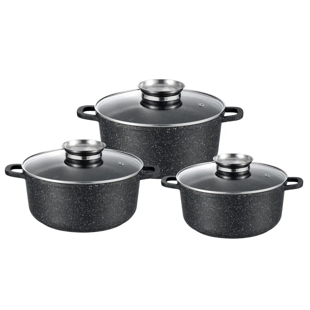 Набор кастрюль Gusto MARBLE GT-2404-22/24/26 6 предметов черный Набор кастрюль Gusto MARBLE GT-2404-22/24/26 6 предметов черный