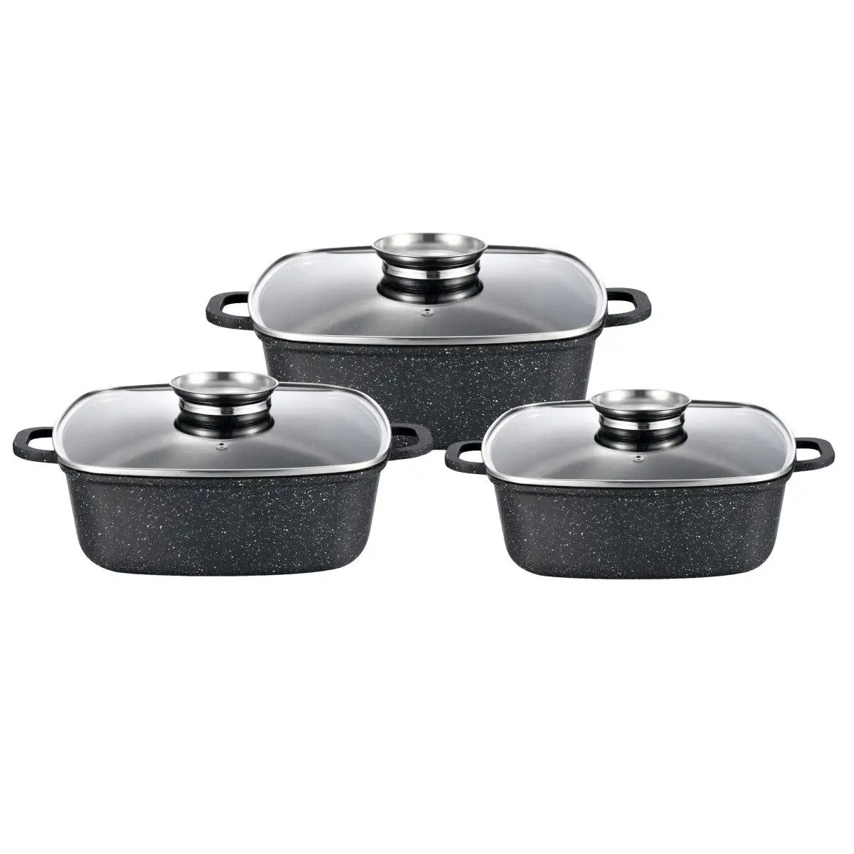 Набор кастрюль Gusto MARBLE GT-2504-22/24/26 6 предметов черный Набор кастрюль Gusto MARBLE GT-2504-22/24/26 6 предметов черный