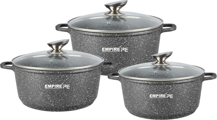 Набор кастрюль Empire Грей EM-7344 6 предметов серый Набор кастрюль Empire Грей EM-7344 6 предметов серый
