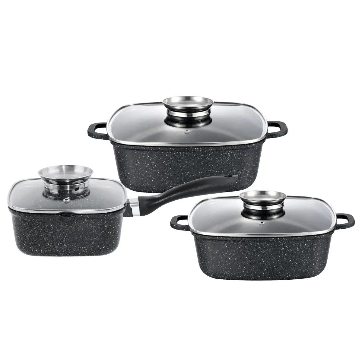 Набор посуды Gusto MARBLE GT-2504-18/22/24 6 предметов черный Набор посуды Gusto MARBLE GT-2504-18/22/24 6 предметов черный