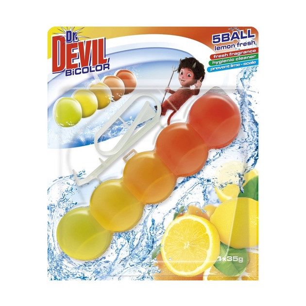 Подвесной блок для унитаза Dr. Devil WC BiColor Лимонная свежесть 8595025829740 35 г