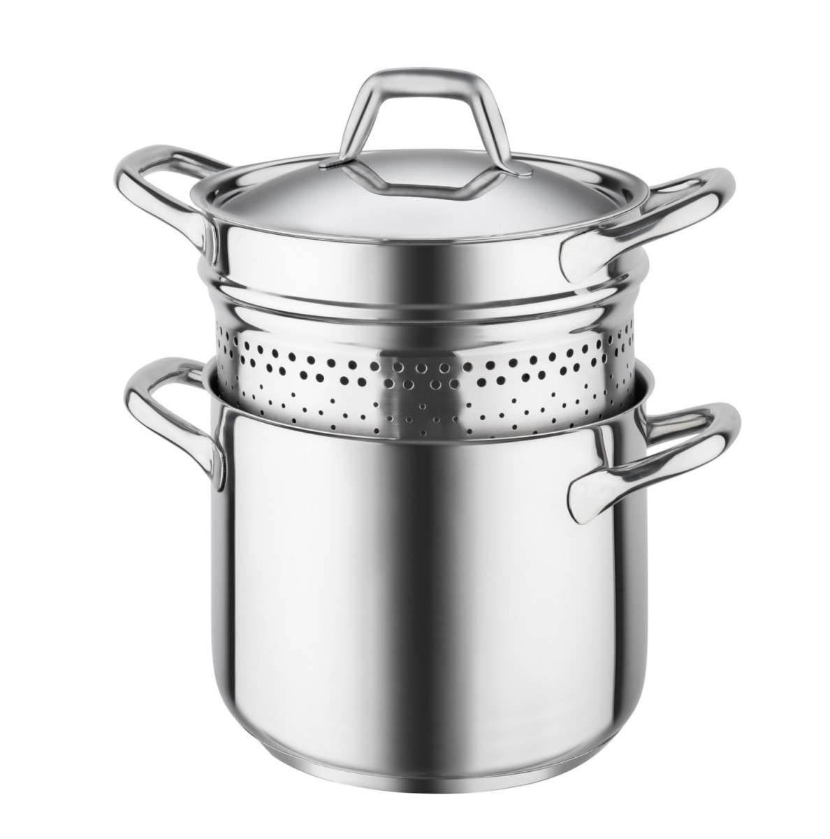 Пароварка 2-х уровневая Barazzoni Chef line 163049022 22 см 6 л серебристая