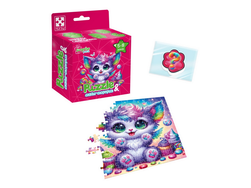 Пазлы и сквиш-сюрприз Цветной котенок Vladi Toys VT8030-10