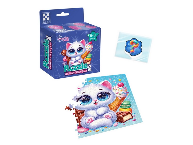 Пазлы и сквиш-сюрприз Белый котик Vladi Toys VT8030-03