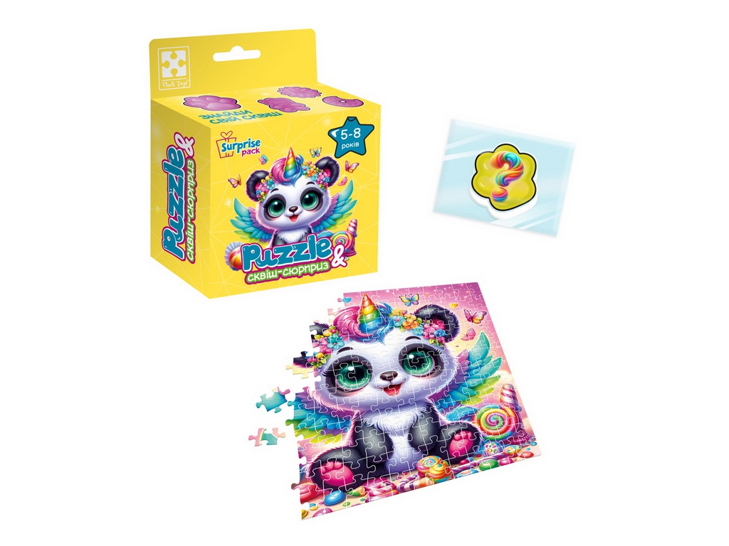 Пазлы и сквиш-сюрприз Панда Единорожка Vladi Toys VT8030-09