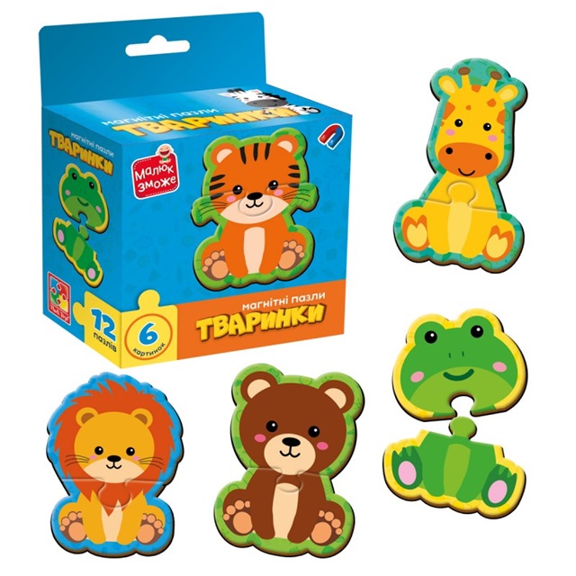 Пазлы магнитные Vladi Toys Животные VT1733-04 12 деталей
