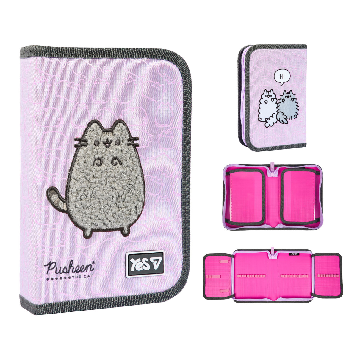 Пенал твердый одинарный с двумя клапанами YES HP-04 Pusheen Delicacy 533741 4х13х21 см