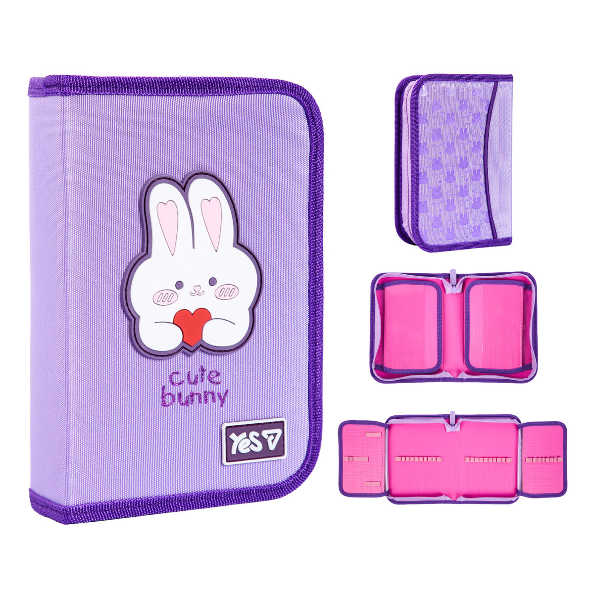 Пенал твердый одинарный с двумя клапанами YES HP-04 Cute Bunny 533740 4х13х21 см
