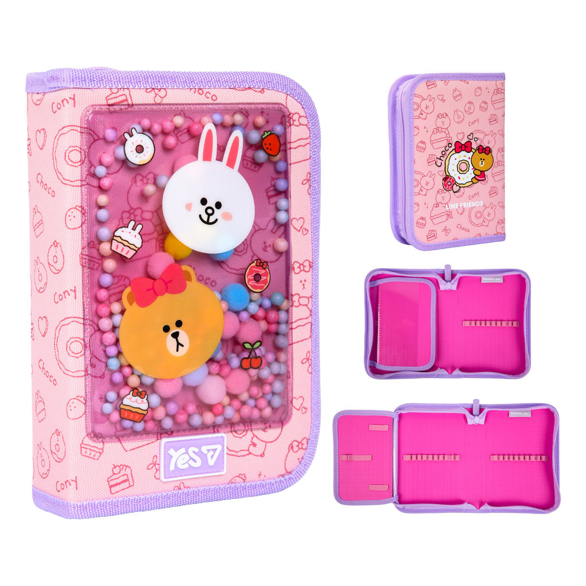Пенал твердый одинарный с клапаном YES HP-03 Line Friends Always Together 533731 3х13х21 см