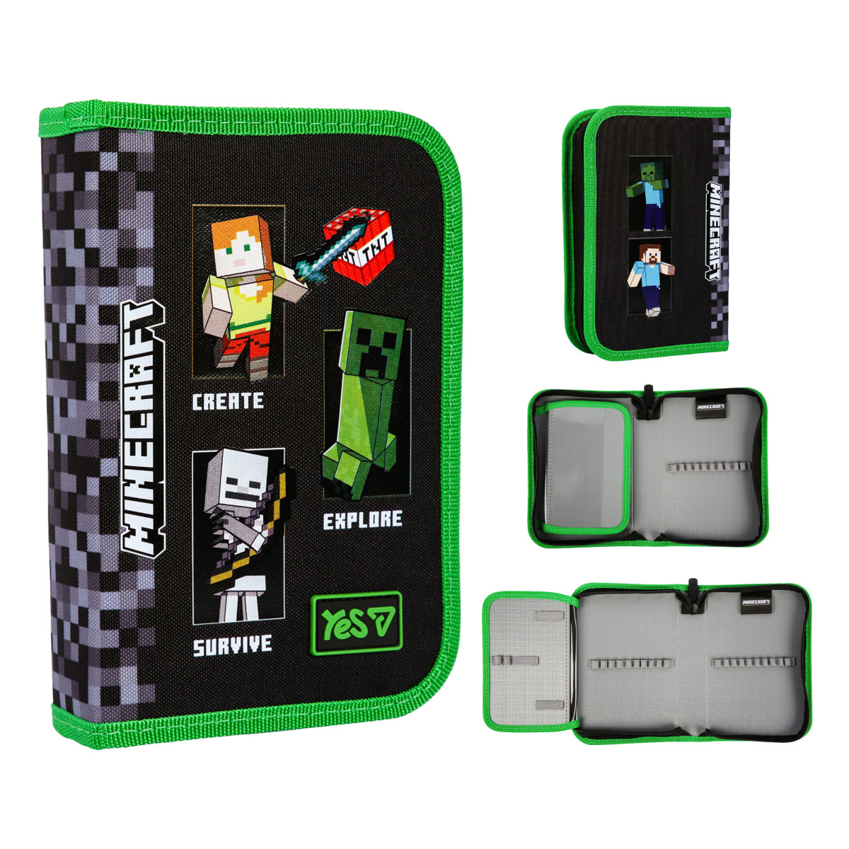 Пенал твердый одинарный с клапаном YES HP-03 Minecraft Reality 533733 3х13х21 см