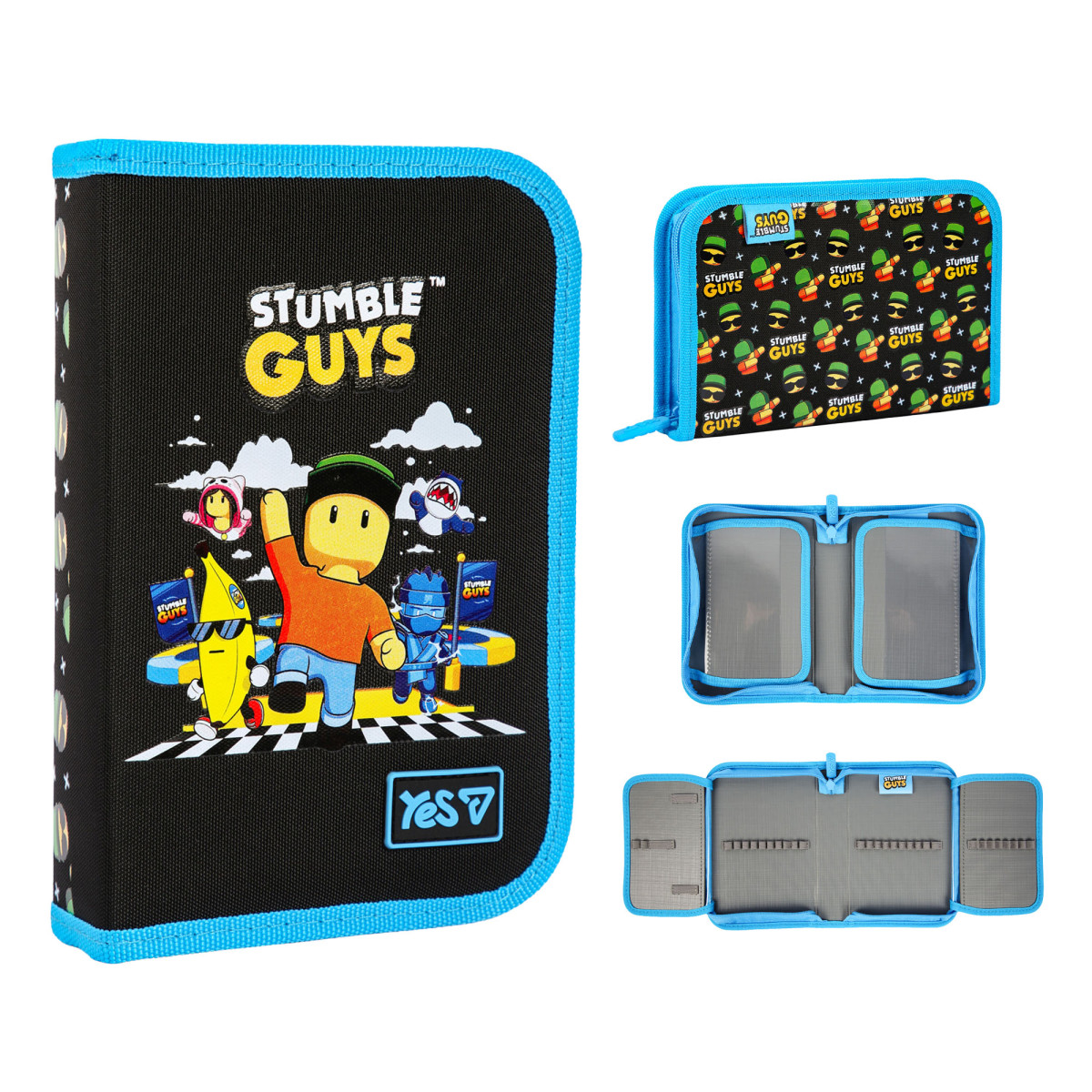 Пенал твердый одинарный с двумя клапанами YES HP-04 Stumble Guys 533747 4х13х21 см