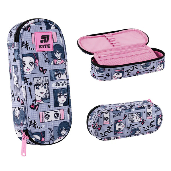Пенал мягкий Kite Anime Girl K25-599-9 22x8.5x4.5 см