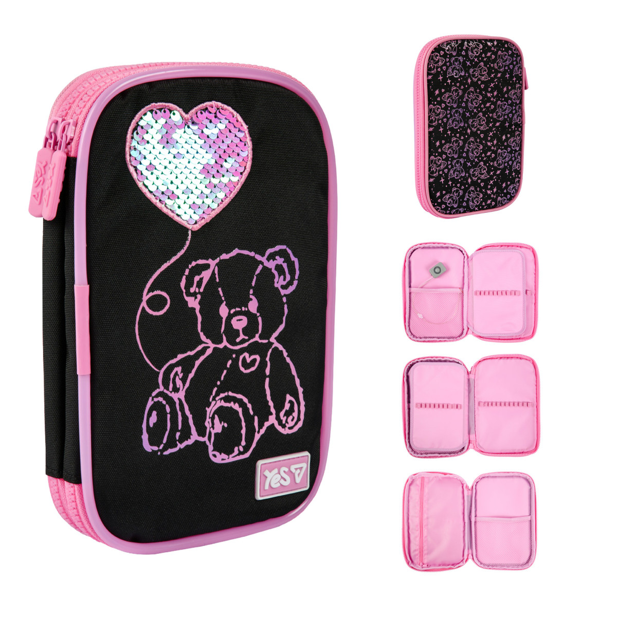 Пенал мягкий из LED YES PH-35 Pink Bear 533777 4х16х24 см
