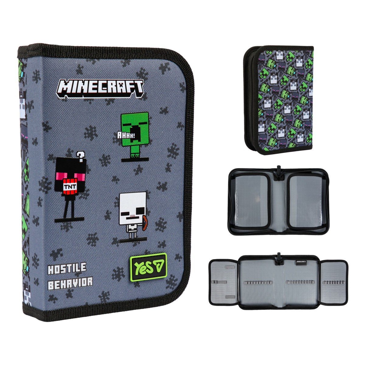 Пенал твердый одинарный с двумя клапанами YES HP-04 Minecraft Reality 533744 4х13х21 см